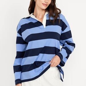 Old Navy Blue Striped Rugby Polo